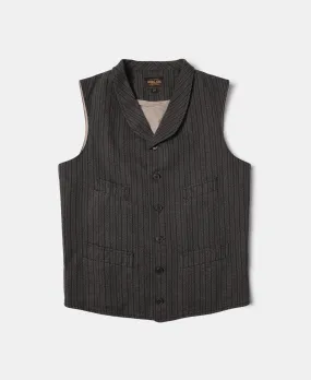 1920s French Salt & Pepper Striped Chambray Vest