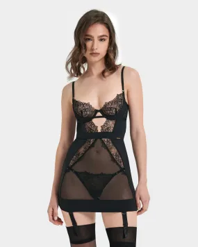 Alanna Wired Longline Basque Black