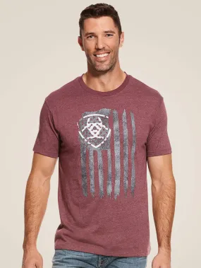 Ariat 10029003 Mens Vertical Flag T-Shirt Burgundy Heather