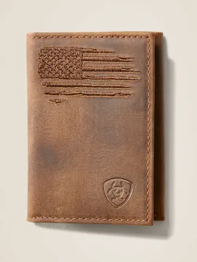 Ariat A3545402 Mens Trifold American Flag Wallet Bark