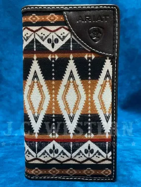 Ariat A3559402 Mens Rodeo Southwestern Fabric Wallet Dark Brown