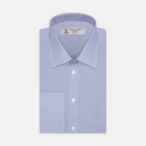 Blue End-on-End Cotton Shirt with T&A Collar and Double Cuffs