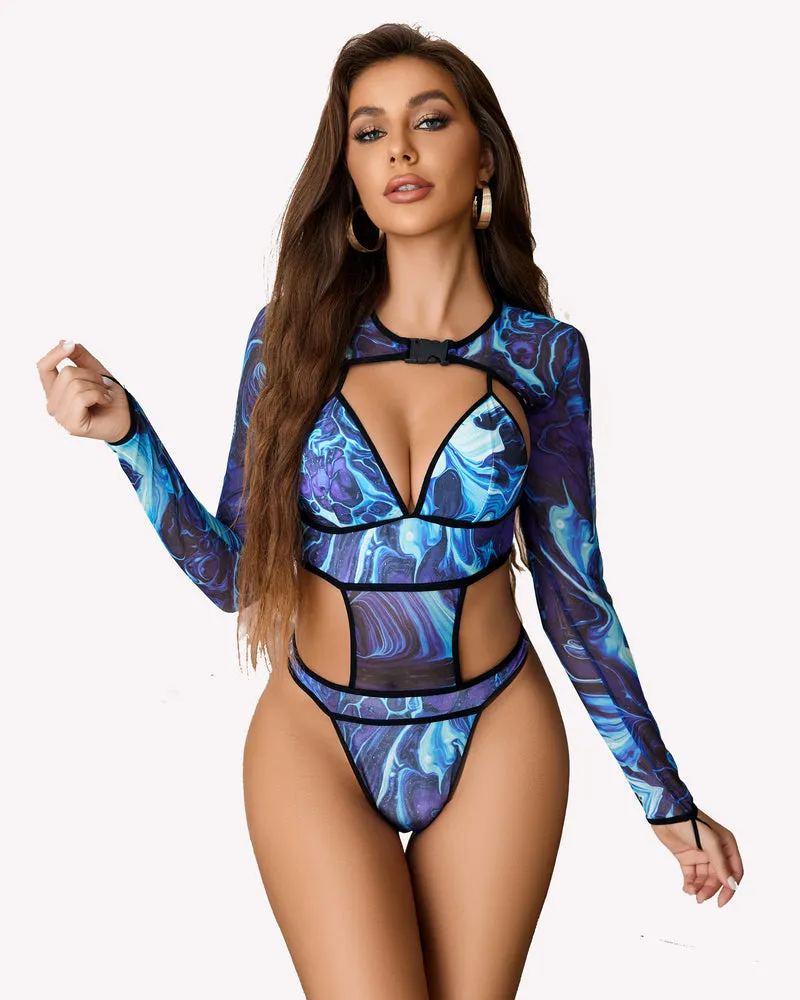 Buckle Shrug Bodysuit Crop Top Set