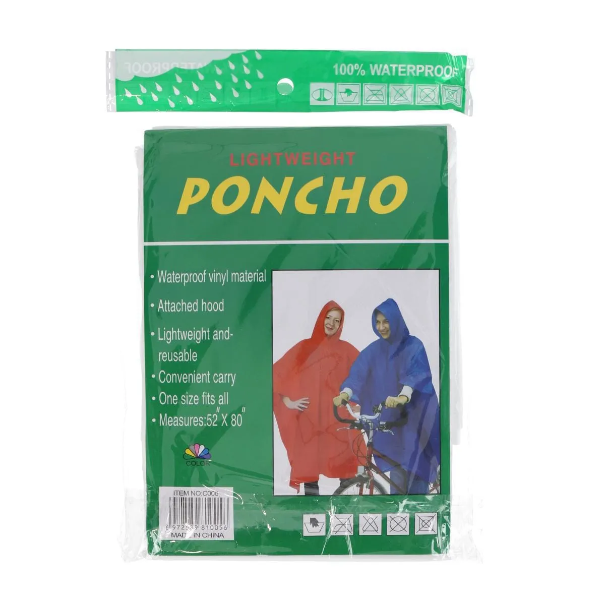 CTM® Adult Reusable Waterproof Long Rain Poncho