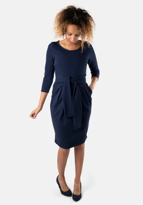 Dion Navy Tie Front Dress