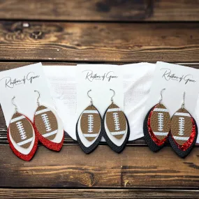 Football Earrings - Football Jewelry, Super Bowl Earrings, Handmade Earrings, Handmade Jewelry, Shell Earrings, Rugby Earrings, Cheerleader, Football Mom