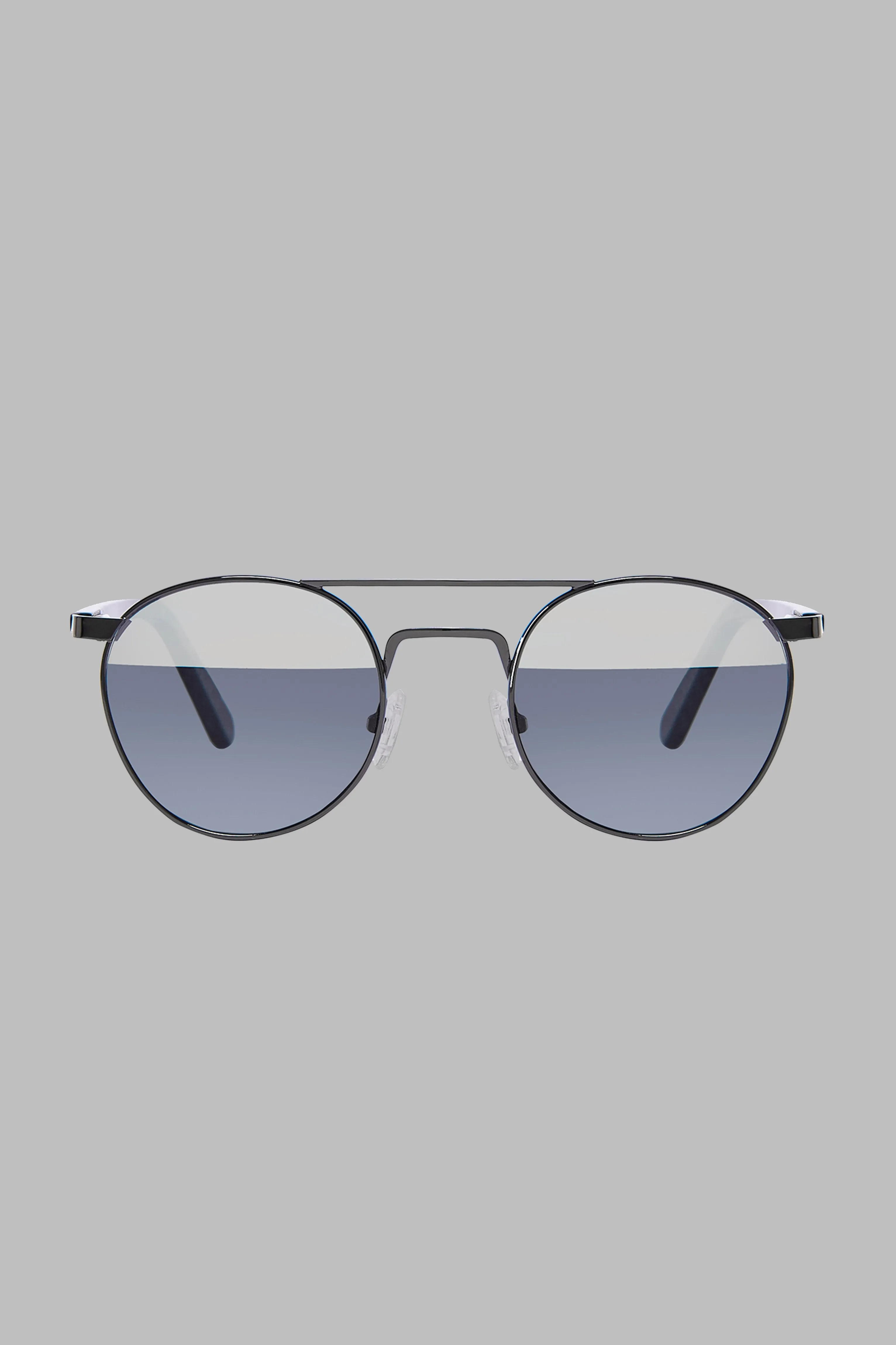 Incognito 2: Round-Frame Gunmetal-Tone Metal Split-Mirrored Sunglasses