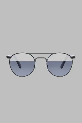 Incognito 2: Round-Frame Gunmetal-Tone Metal Split-Mirrored Sunglasses