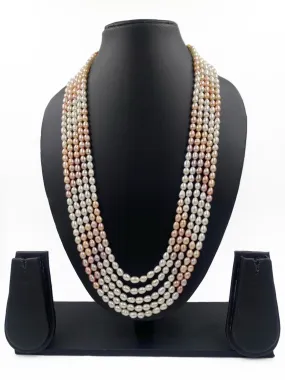 Long Multilayered Unisex Real Hyderabadi Pearl Beads Necklace By Gehna Shop