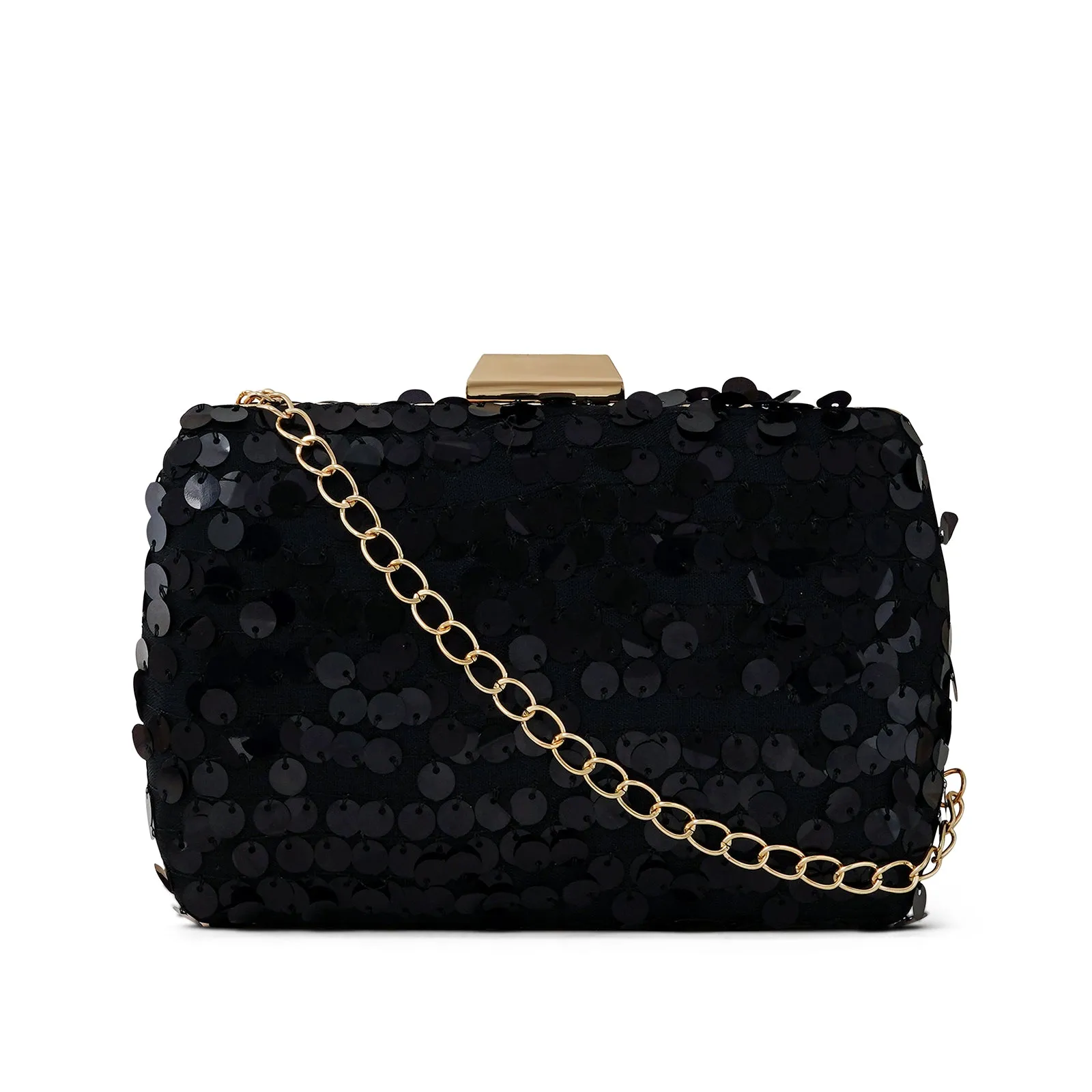 Luana Black Sequin Clutch