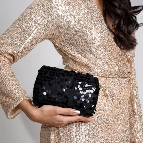 Luana Black Sequin Clutch