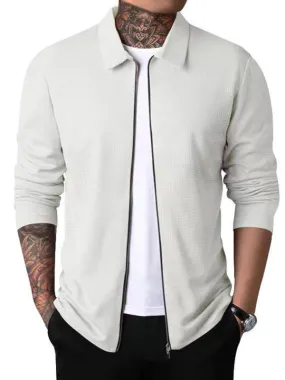 New Men's Waffle Zip Lapel Jacket