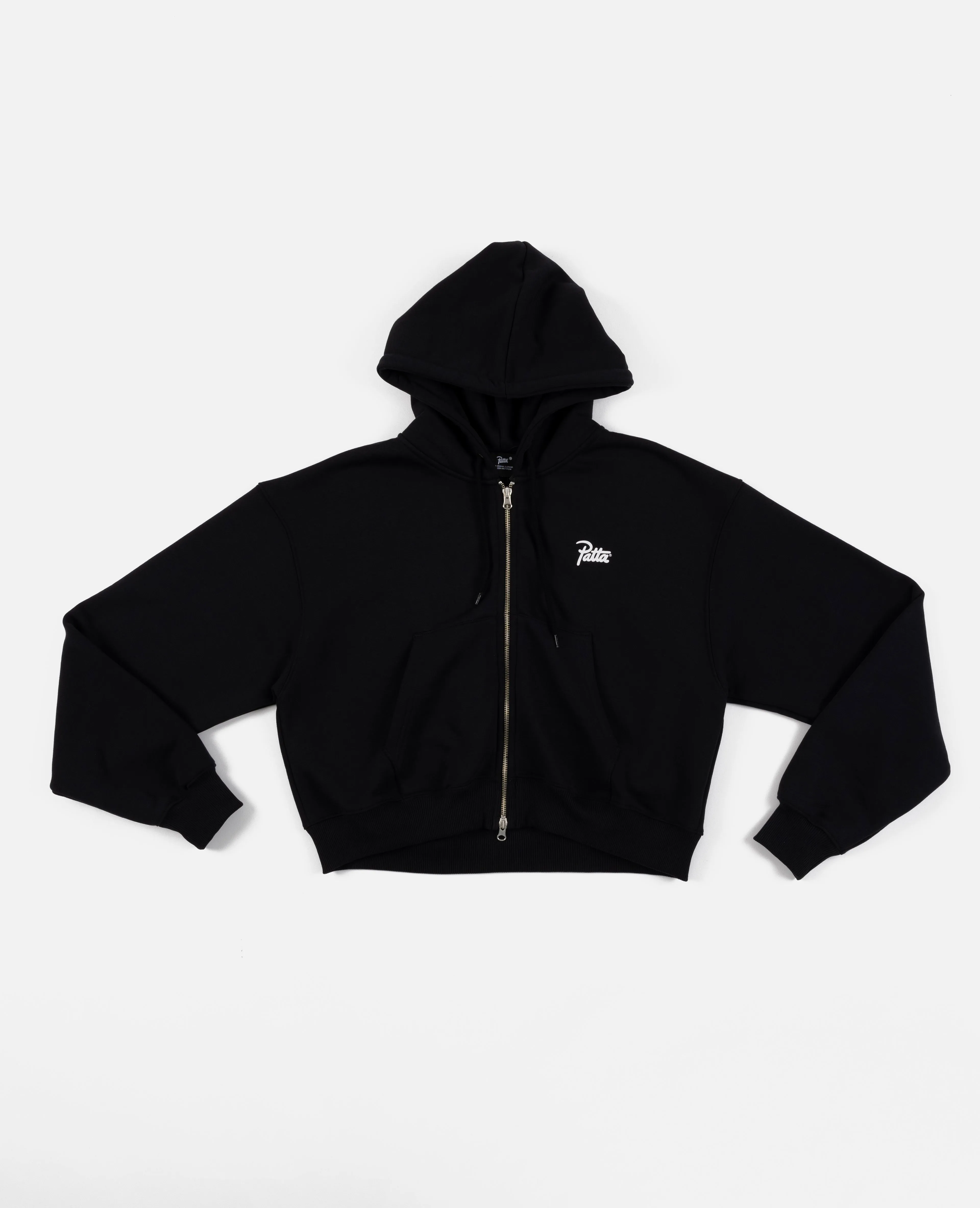 Patta Femme Basic Cropped Zip Hooded Sweater (Black)