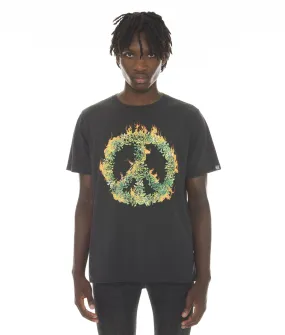 T-SHIRT SHORT SLEEVE CREW NECK TEE "PEACE IN CHAOS" IN PEAT