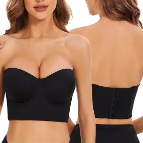 Women Low Back Anti Slip Strapless Bra Longline Multi Way Push Up Bra - bucketstores.com